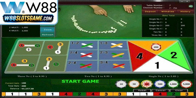 Kết quả cách chơi fantan casino W88 tính dựa vào lượng khuy nút còn dư