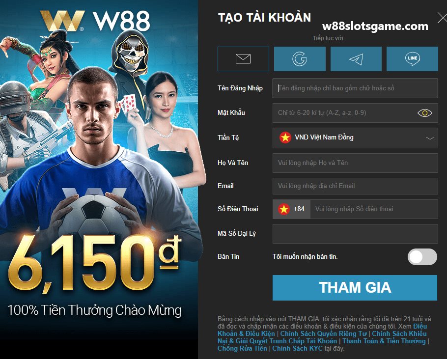dang ky tai khoan w88 de dang